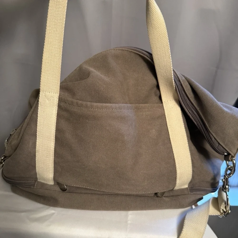 Lo & Sons Canvas Gray Zipper Travel Duffle Bag W/Shoes Compartment Weekender